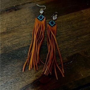Bohemian Orange Fringe Earrings